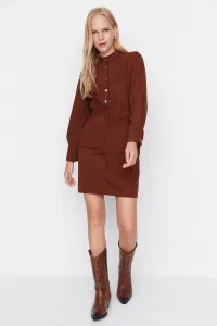 Trendyol hnedé mini tkané šaty