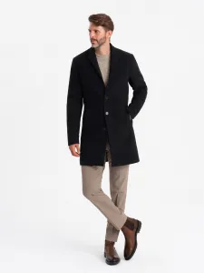Ombre Single-breasted long men's suit style coat - black