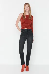 Trendyol Black Slit džínsy s vysokým pásom