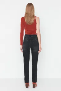 Trendyol Black Slit džínsy s vysokým pásom