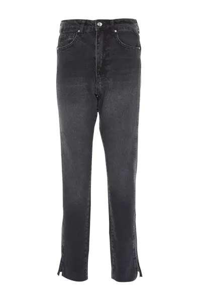 Trendyol Black Slit džínsy s vysokým pásom
