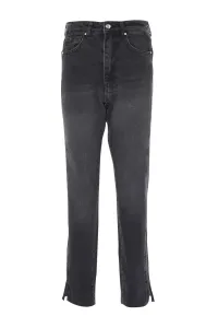 Trendyol Black Slit džínsy s vysokým pásom