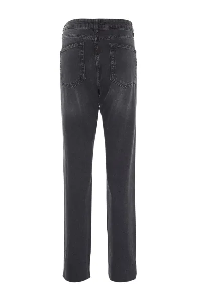 Trendyol Black Slit džínsy s vysokým pásom