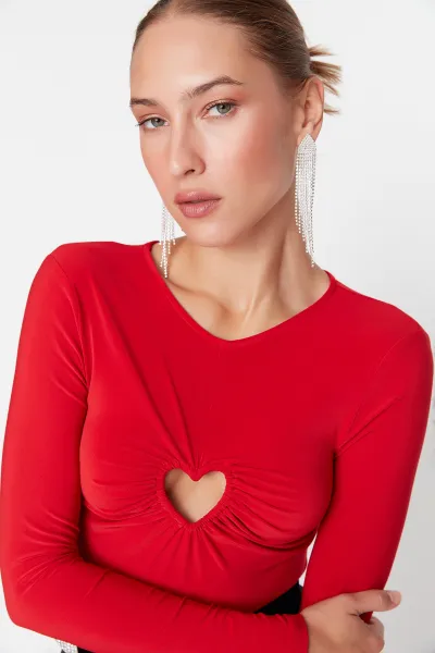 Dámske tričko  Trendyol TPRAW23BD00059/Red