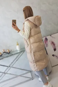 Quilted vest with hood beige