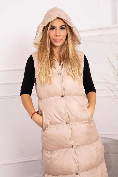 Quilted vest with hood beige