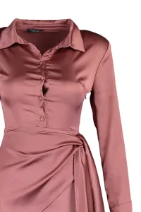Trendyol Cinnamon Tie detailné saténové večerné šaty
