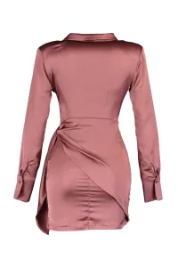 Trendyol Cinnamon Tie detailné saténové večerné šaty