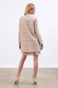 Gusto károvaný kaftan - béžový