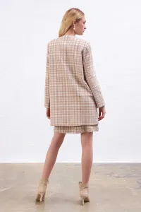 Gusto károvaný kaftan - béžový