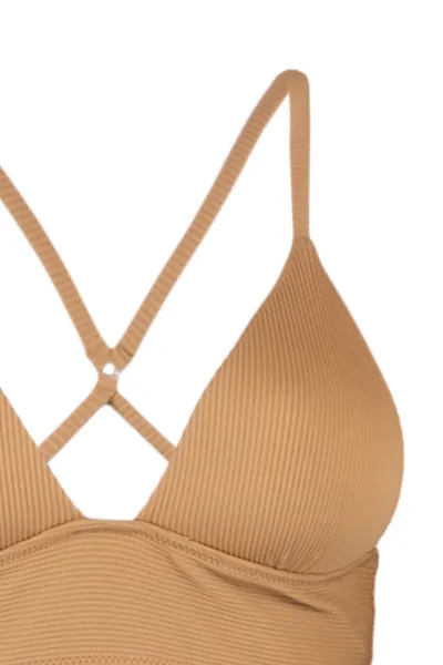 Trendyol hnedý trojuholník push-up pokrytý textúrovaný top bikín