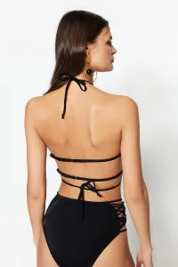 Trendyol Black Tie-up Bikini Top bez ramienok