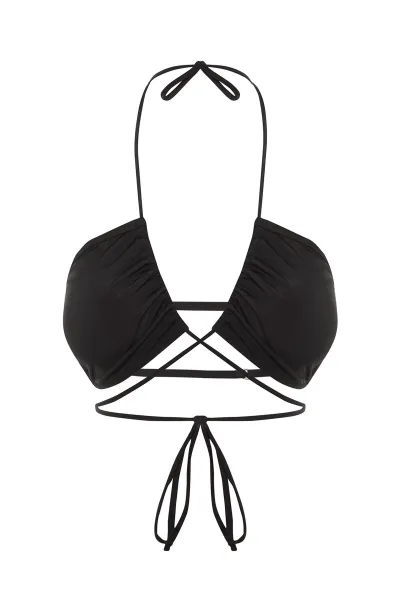Trendyol Black Tie-up Bikini Top bez ramienok
