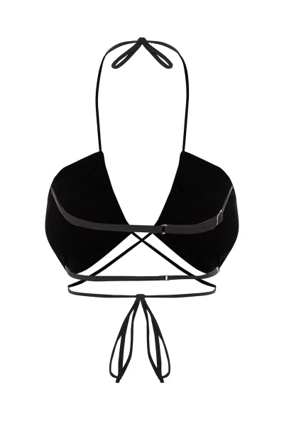 Trendyol Black Tie-up Bikini Top bez ramienok