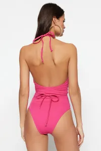 Trendyol Fuchsia krížová kravata vystrihnutá von / okno bežné plavky na nohy