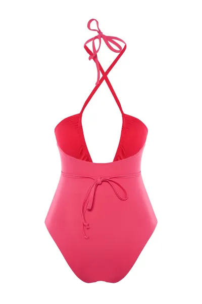 Trendyol Fuchsia krížová kravata vystrihnutá von / okno bežné plavky na nohy