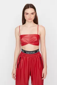 Trendyol X Sagaza Studio Červený kožený korzet