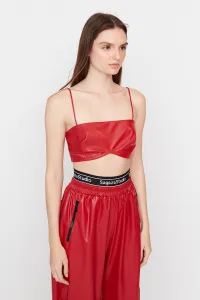 Trendyol X Sagaza Studio Červený kožený korzet
