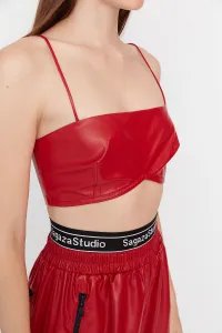 Trendyol X Sagaza Studio Červený kožený korzet