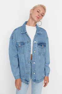 Trendyol Blue oversize Trucker džínsová bunda