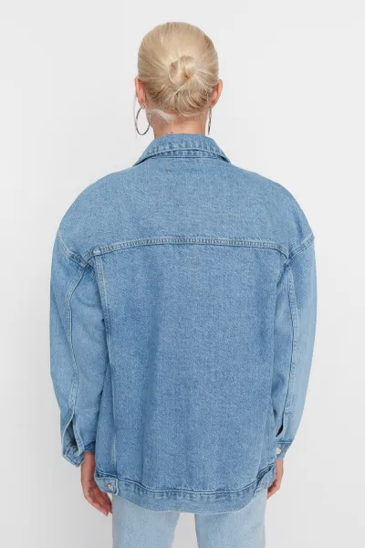 Trendyol Blue oversize Trucker džínsová bunda
