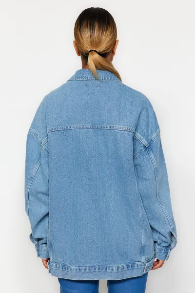 Trendyol Blue oversize Trucker džínsová bunda