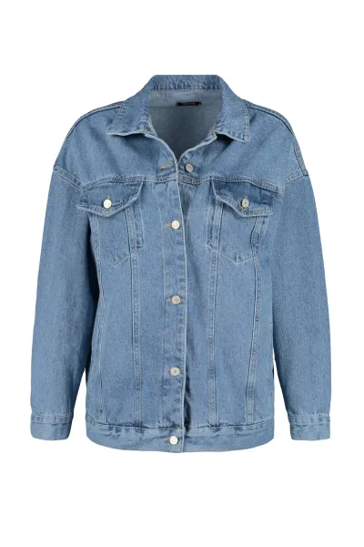 Trendyol Blue oversize Trucker džínsová bunda