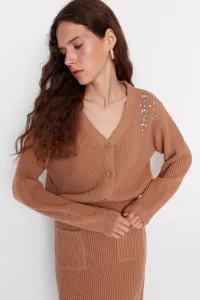 Trendyol Limitovaná Edícia Hnedý Kameň Vyšívaný Sveter Top-Top Súprava