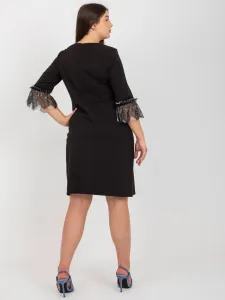 Čierne elegantné šaty veľkej veľkosti s 3/4 rukávmi