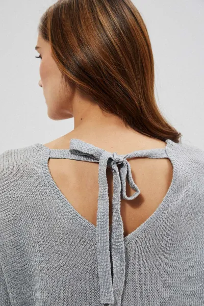 Marisse Sweater With A Neckline At The Back L-Sw-3704 Silver