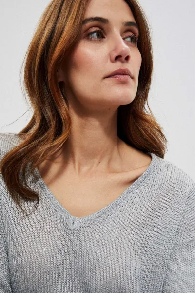 Marisse Sweater With A Neckline At The Back L-Sw-3704 Silver