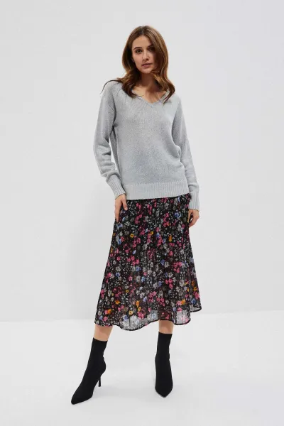 Marisse Sweater With A Neckline At The Back L-Sw-3704 Silver