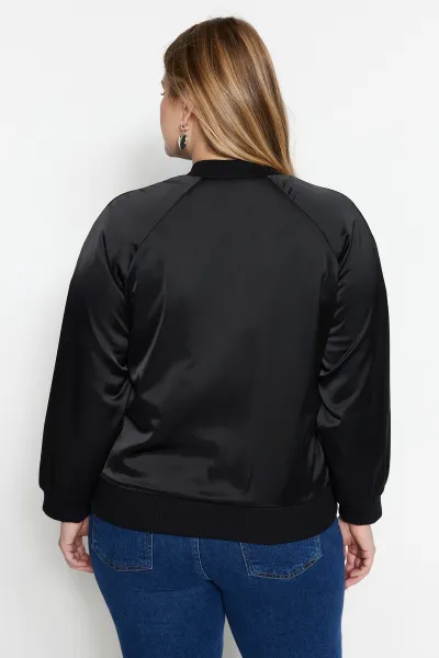Trendyol Curve čierna tkaná bomberka na zips