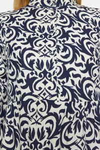 Trendyol Navy Blue vzorované polovičné labky širokého strihu bavlnené tkané šaty