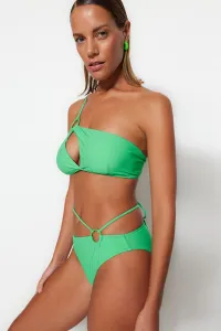 Trendyol High Waist normálne nohy bikiny spodná časť so zelenými doplnkami