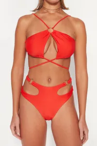 Trendyol Red Halterneck Bikini Top s doplnkami