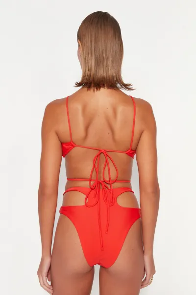 Trendyol Red Halterneck Bikini Top s doplnkami