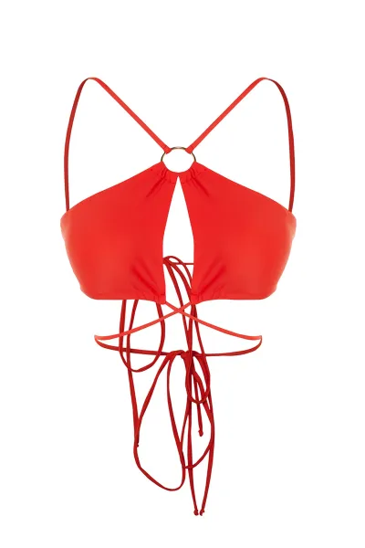 Trendyol Red Halterneck Bikini Top s doplnkami