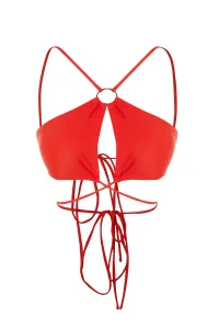 Trendyol Red Halterneck Bikini Top s doplnkami