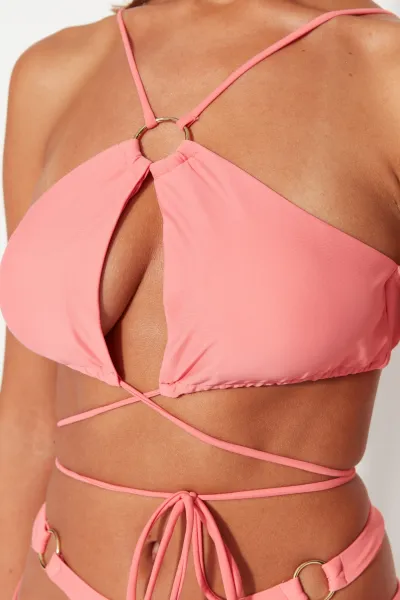 Trendyol Pink Halter Neck Príslušenstvo Bikini Top
