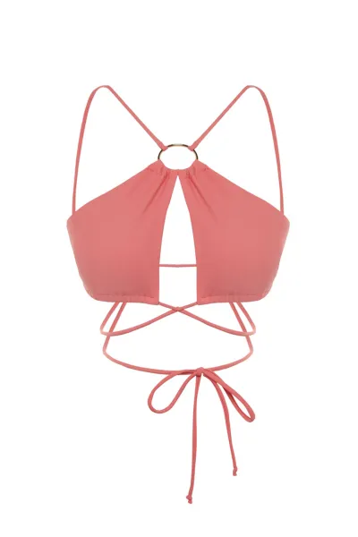 Trendyol Pink Halter Neck Príslušenstvo Bikini Top