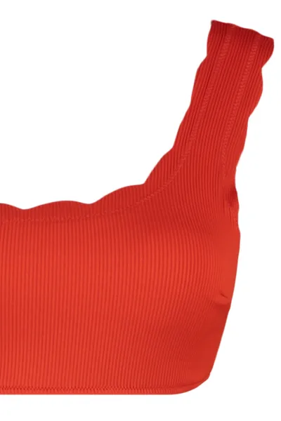 Trendyol Red Top bikín s laserovým rezom na jedno rameno
