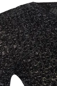 Trendyol Curve Black Glittery Crew Neck vystrihnutý detailný pletený sveter