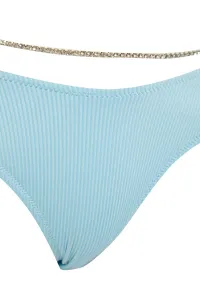Trendyol Blue Beads doplnené textúrované spodné diely bikín s pravidelnými nohami