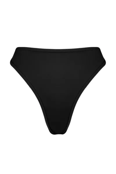 Trendyol Čierne tangá Vysoký pás Vysoké nohy Bikiny Spodná časť