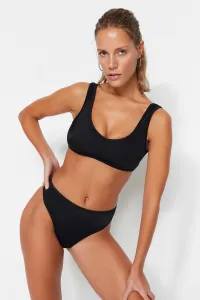 Trendyol Čierne tangá Vysoký pás Vysoké nohy Bikiny Spodná časť