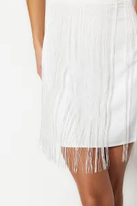 Trendyol Ecru vypasované podšívky tkané strapce Svadba/manželstvo Elegantné večerné šaty