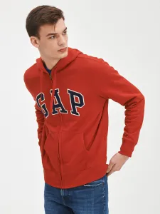 Červená pánska mikina na zips logo GAP