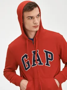 Červená pánska mikina na zips logo GAP