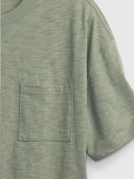 Zelené dievčenské tričko GAP Teen organic s vrecúškom